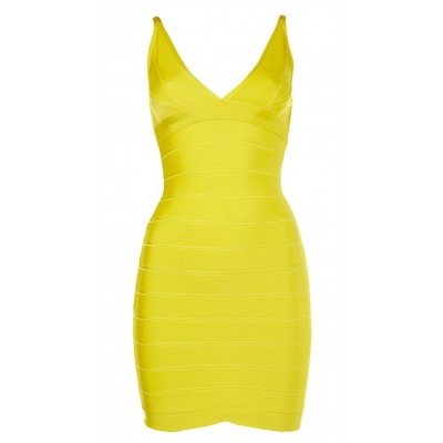 Ari v-neck yellow bandage dress